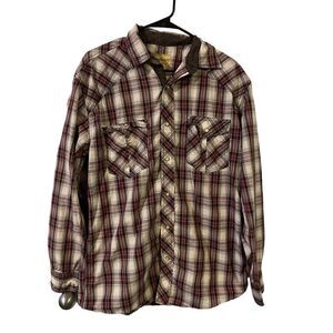 Cowboy Legend Mens Snap Plaid Long Sleeve Cotton Pocket Button Up Shirt Large